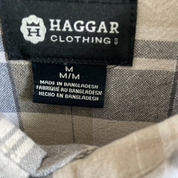 HAGGAR CLOTHING Linen Blend Casual Button-Down SHORT SLEEVE Shirt  Men Size M - Picture 4 of 5